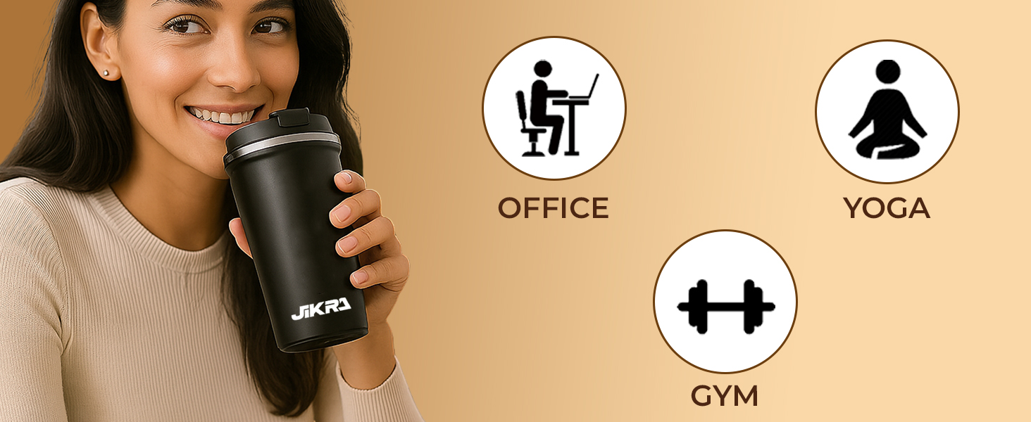 Insulated Coffee Travel Mug 380ml - Stainless Steel Vacuum Tumbler with Spill Proof Lid, Double Wall, Hot & Cold - Perfect for Office, Yoga & Gym