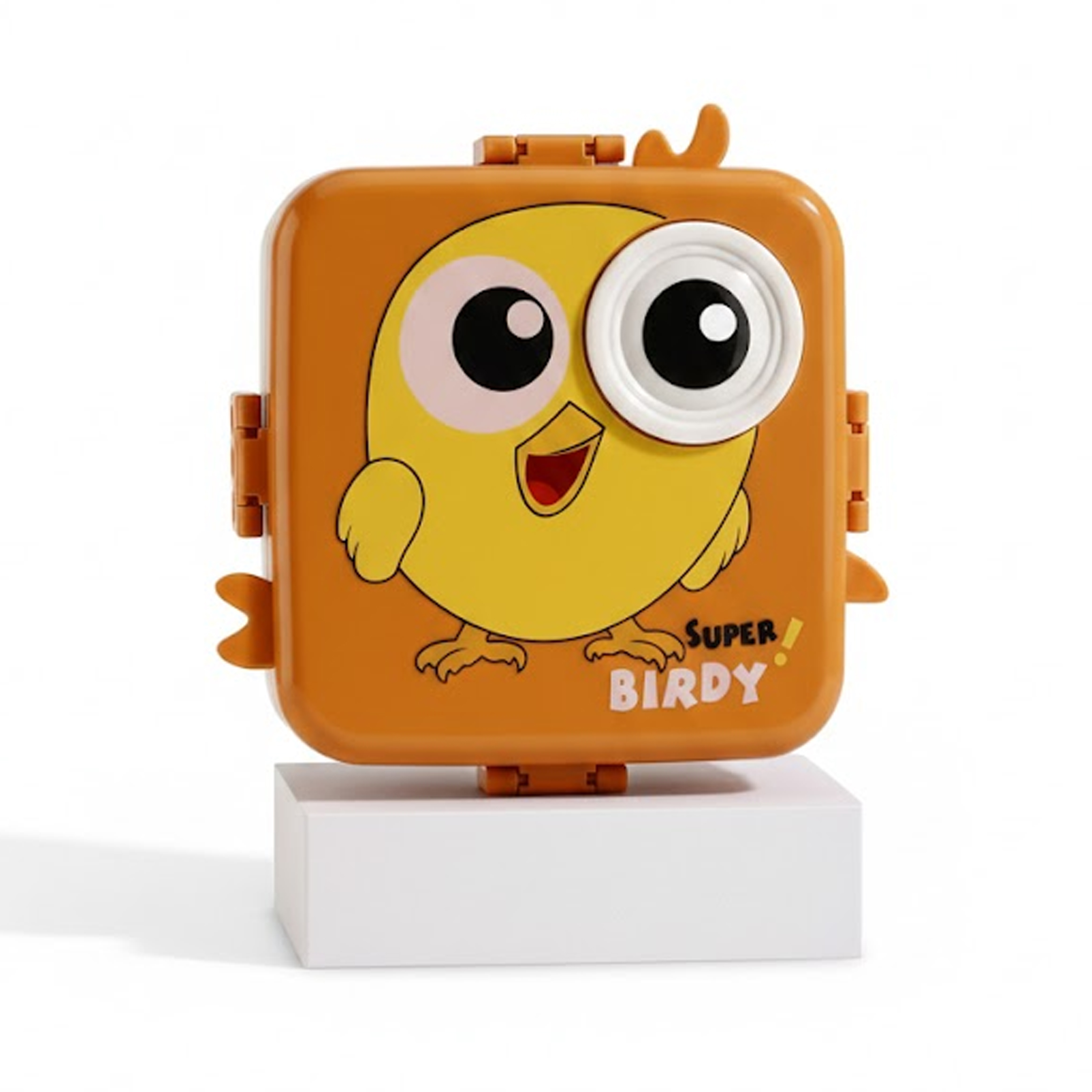 Super Birdy Lunch Box for Kids - Bento Box with 3 Compartments, Leak Proof Tiffin Box for School, BPA Free with Tray, Spoon & Fork | 1120ml + 70ml (Bird, Yellow)
