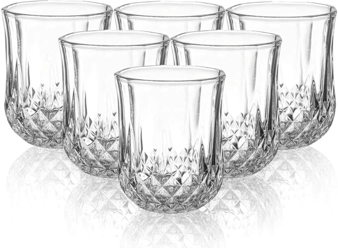 Premium Acrylic Whiskey Glass Set of 6, 300ml - Crystal-Clear Reusable for Cocktails, Juice, Vodka