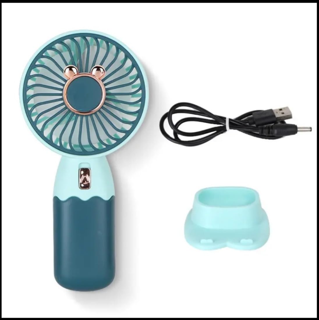Mini Handheld Fan - Rechargeable Battery Operated, Portable Desk Fan, Up to 2 Hours Running (Aqua)