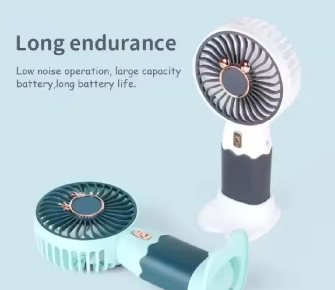 Mini Handheld Fan - Rechargeable Battery Operated, Portable Desk Fan, Up to 2 Hours Running (Aqua)